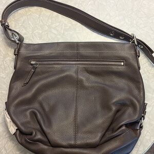 New Coach F15064 Mahogany Pebble  Leather Crossbody/Hobo Bag